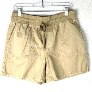 Caslon Shorts Medium Womens Khaki Cotton Drawstring Front Patch Pockets